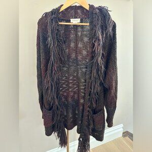 Denim & Supply Ralph Lauren Multicolor Fringe Knit Cardigan – Size Small (Oversi